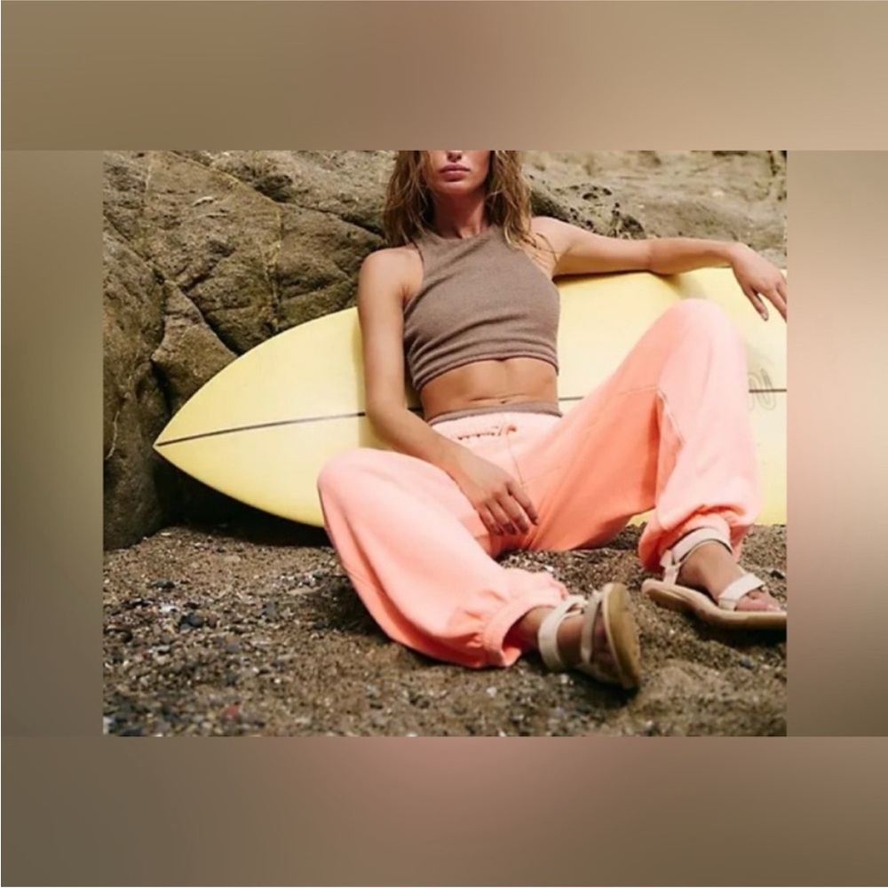 NWT Free People FP Movement All Star Solid Pants - melon papaya - medium - Picture 5 of 9